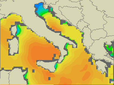 Adriatique Sud - Hauteurs des vagues - sam, 14.12. 07:00 CET