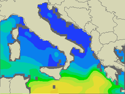 Adriatique Sud - Hauteurs des vagues - ven, 03.04. 14:00 CEST