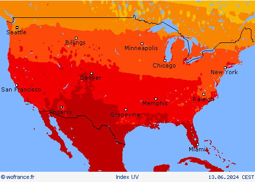 Index UV Cartes de prévision
