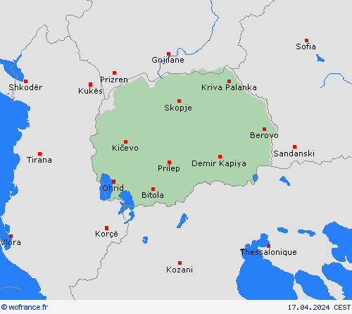  Macédoine du Nord Europe Cartes de prévision