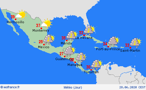 aperçu  Amérique centrale Cartes de prévision