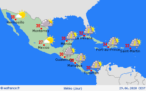 aperçu  Amérique centrale Cartes de prévision
