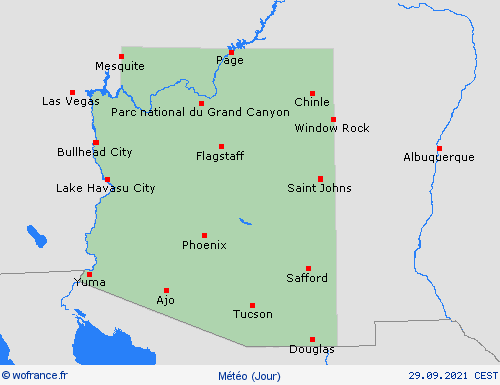 aperçu Arizona Amérique du Nord Cartes de prévision