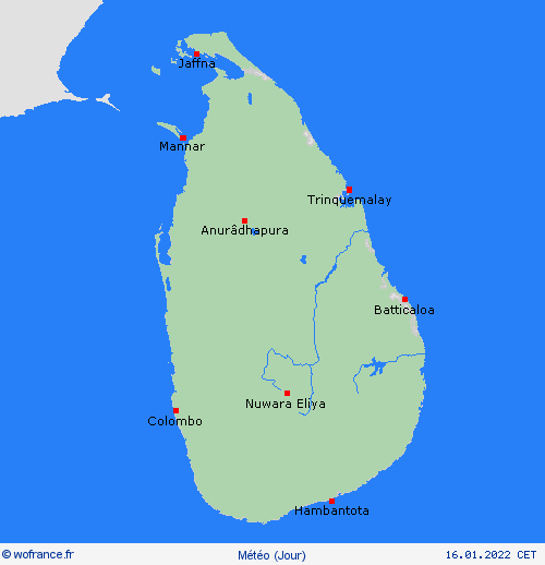 aperçu Sri Lanka Asie Cartes de prévision
