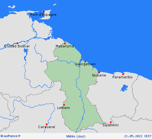 aperçu Guyana Amérique du Sud Cartes de prévision