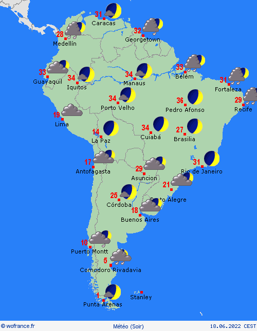 aperçu  Amérique du Sud Cartes de prévision