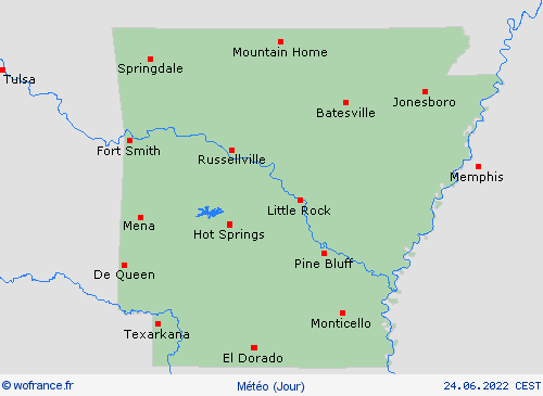 aperçu Arkansas Amérique du Nord Cartes de prévision