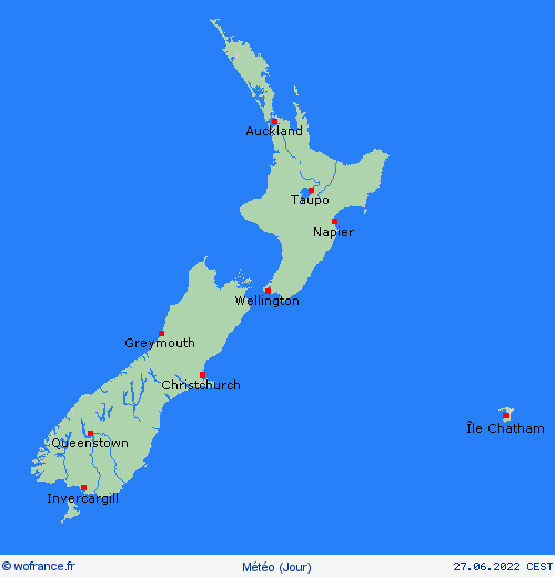 aperçu Nouvelle-Zélande Océanie Cartes de prévision