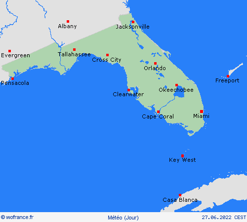 aperçu Floride Amérique du Nord Cartes de prévision