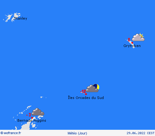aperçu Îles Orcades du Sud Amérique du Sud Cartes de prévision
