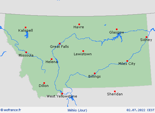 aperçu Montana Amérique du Nord Cartes de prévision