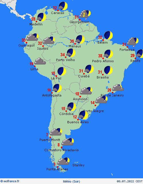 aperçu  Amérique du Sud Cartes de prévision
