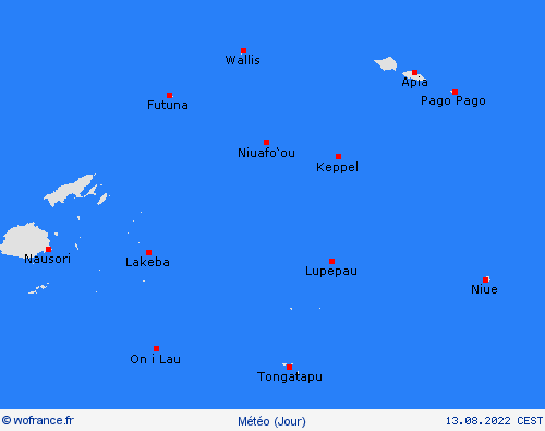 aperçu Samoa américaines Océanie Cartes de prévision