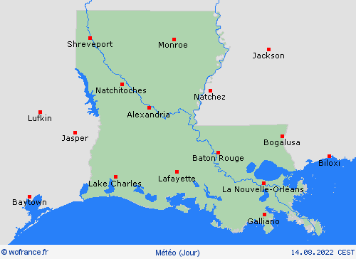 aperçu Louisiane Amérique du Nord Cartes de prévision