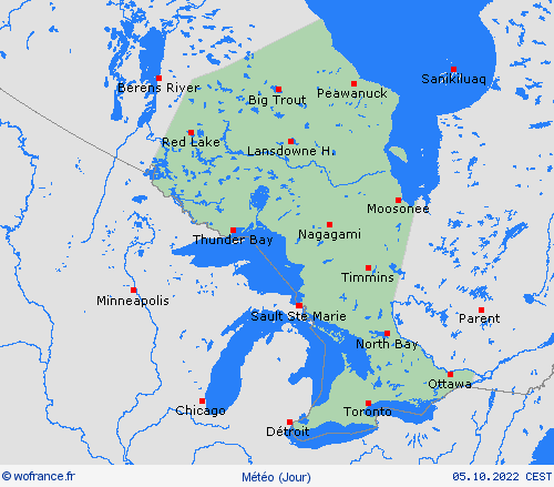 aperçu Ontario Amérique du Nord Cartes de prévision