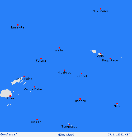 aperçu Wallis-et-Futuna Océanie Cartes de prévision