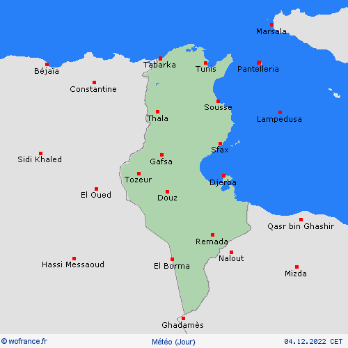 aperçu Tunisie Afrique Cartes de prévision