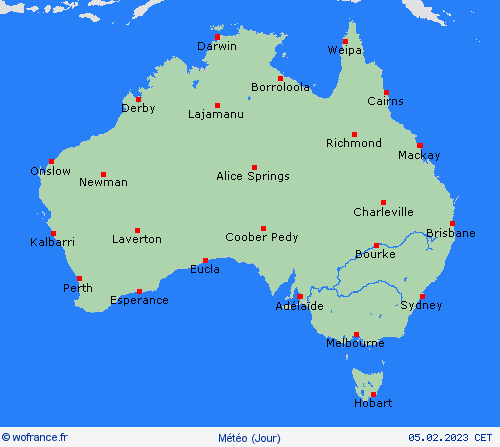 aperçu Australie Océanie Cartes de prévision