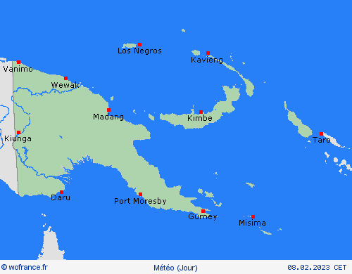 aperçu Papouasie-Nouvelle-Guinée Océanie Cartes de prévision