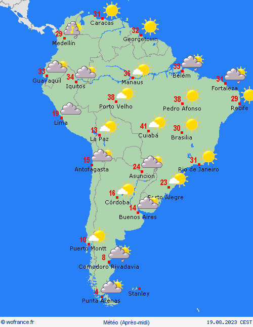 aperçu  Amérique du Sud Cartes de prévision