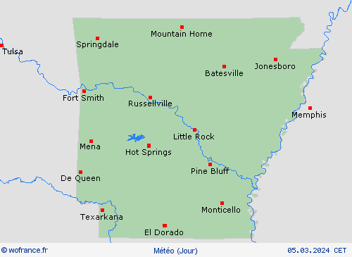 aperçu Arkansas Amérique du Nord Cartes de prévision