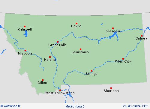 aperçu Montana Amérique du Nord Cartes de prévision