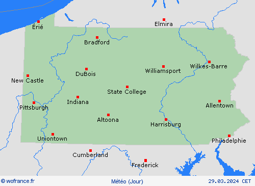aperçu Pennsylvanie Amérique du Nord Cartes de prévision