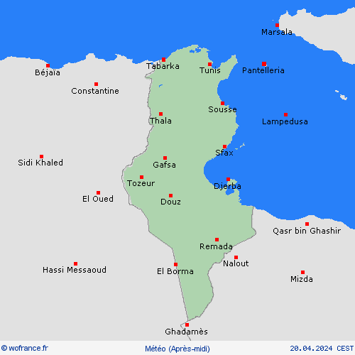 aperçu Tunisie Afrique Cartes de prévision