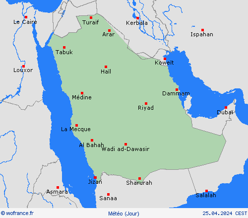 aperçu Arabie saoudite Asie Cartes de prévision