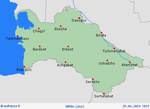 aperçu Turkménistan Asie Cartes de prévision