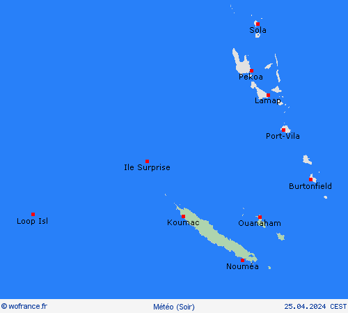 aperçu Nouvelle-Calédonie Océanie Cartes de prévision