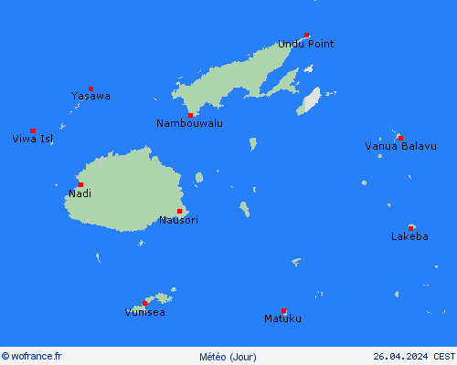 aperçu Fidji Océanie Cartes de prévision