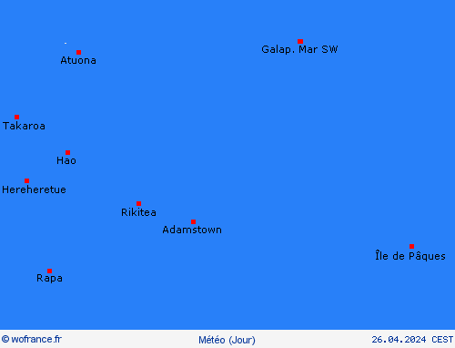 aperçu Îles Pitcairn Océanie Cartes de prévision