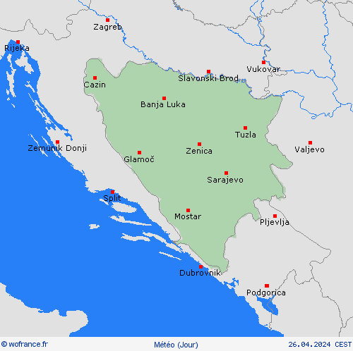 aperçu Bosnie-Herzégovine Europe Cartes de prévision