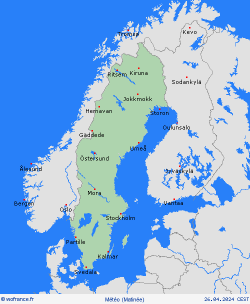 aperçu Suède Europe Cartes de prévision