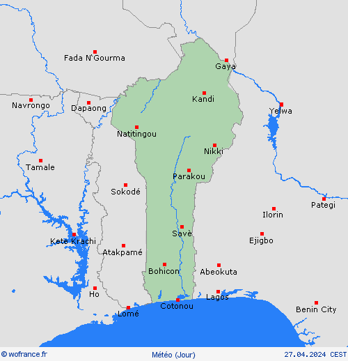 aperçu Bénin Afrique Cartes de prévision