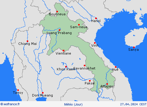 aperçu Laos Asie Cartes de prévision