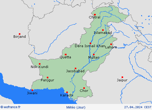 aperçu Pakistan Asie Cartes de prévision