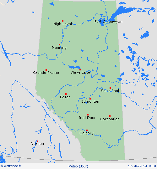 aperçu Alberta Amérique du Nord Cartes de prévision