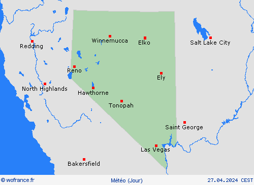 aperçu Nevada Amérique du Nord Cartes de prévision
