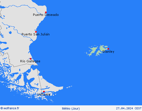 aperçu Îles Malouines Amérique du Sud Cartes de prévision