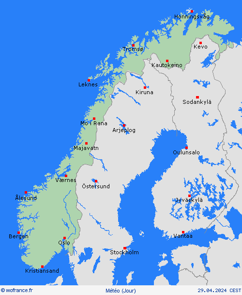 aperçu Norvège Europe Cartes de prévision