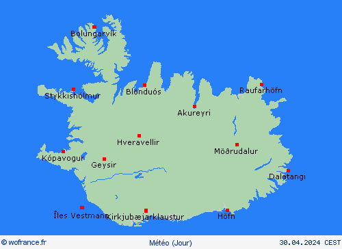 aperçu Islande Europe Cartes de prévision