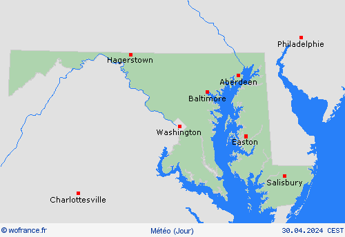 aperçu Maryland Amérique du Nord Cartes de prévision