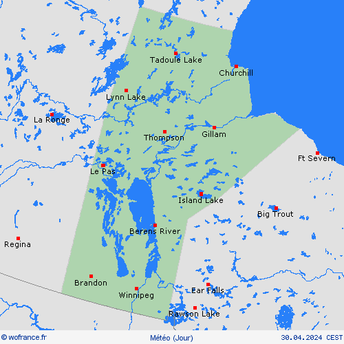 aperçu Manitoba Amérique du Nord Cartes de prévision