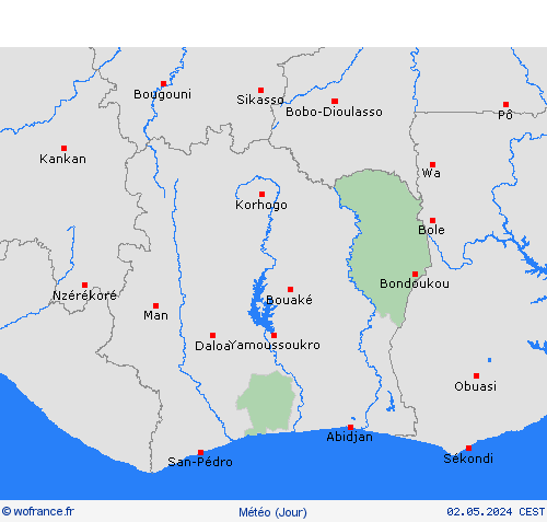aperçu Côte d’Ivoire Afrique Cartes de prévision
