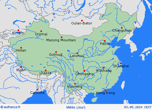 aperçu Chine Asie Cartes de prévision