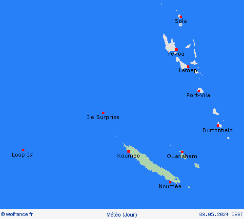aperçu Nouvelle-Calédonie Océanie Cartes de prévision