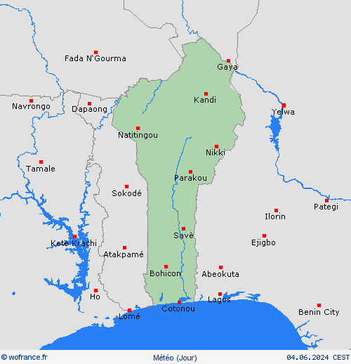 aperçu Bénin Afrique Cartes de prévision