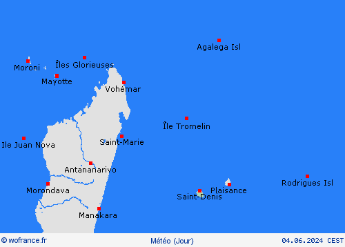 aperçu La Réunion Afrique Cartes de prévision